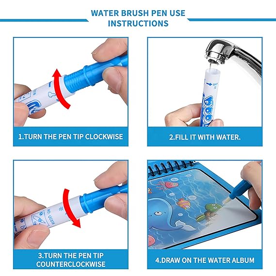 Shopnexify™ Magic Water Coloring Book – Reusable, Mess-Free Learning Fun for Kids