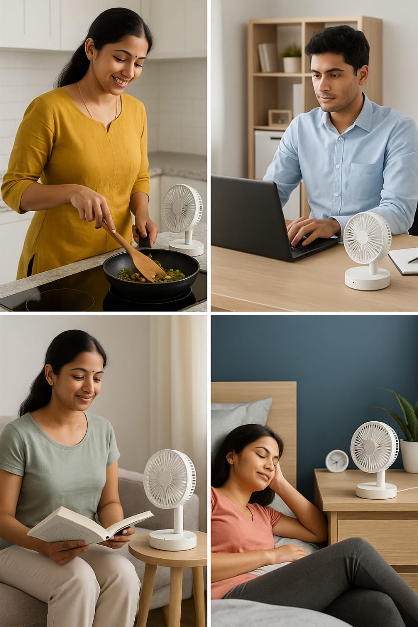 Rechargable adjustable portable fan