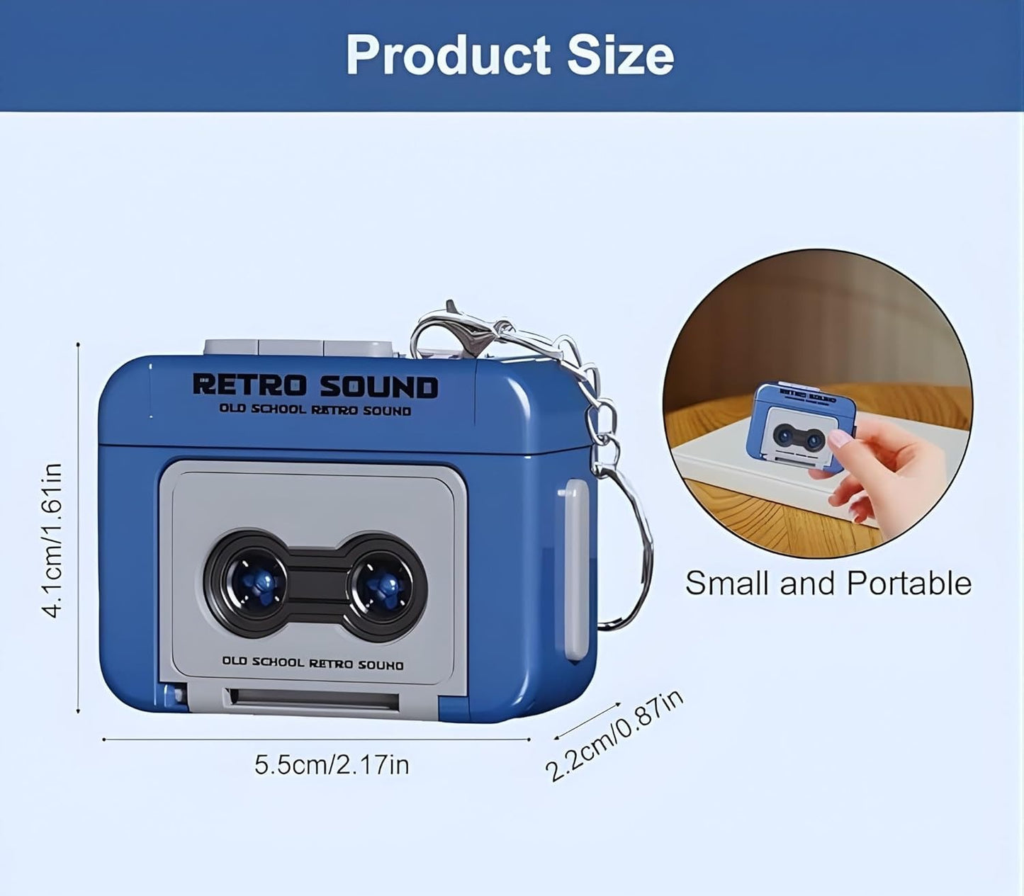 Retro Mini Tape Recorder Keychain